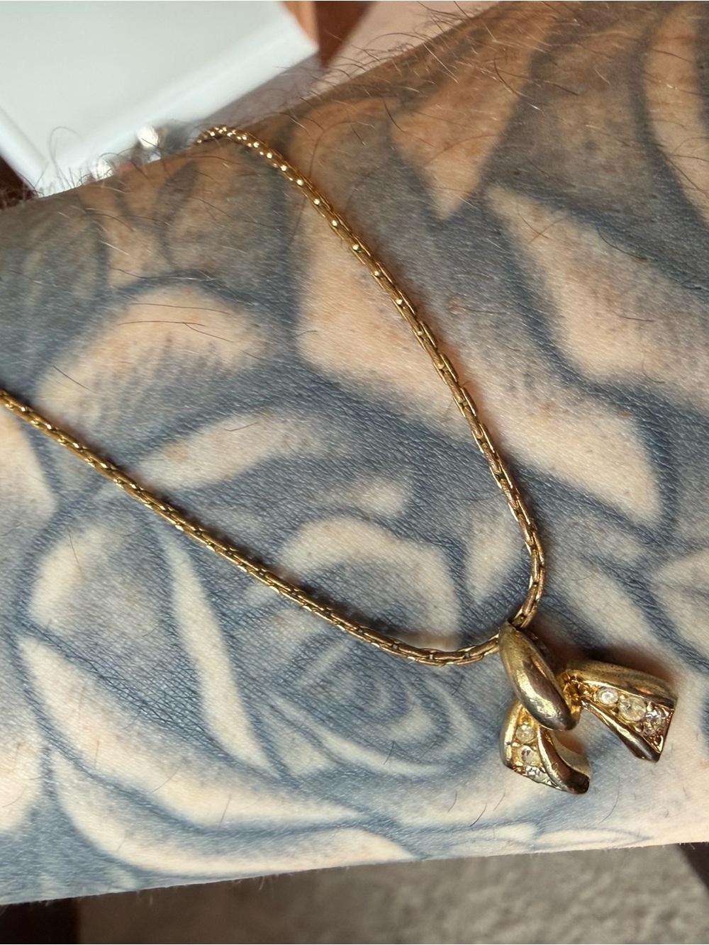 Authentic Christian Dior vintage ribbon Necklace with Twisted Chain